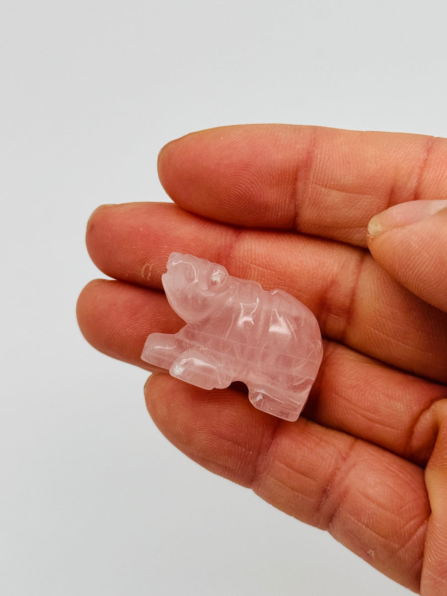Rose Quartz Mini Bear Carving