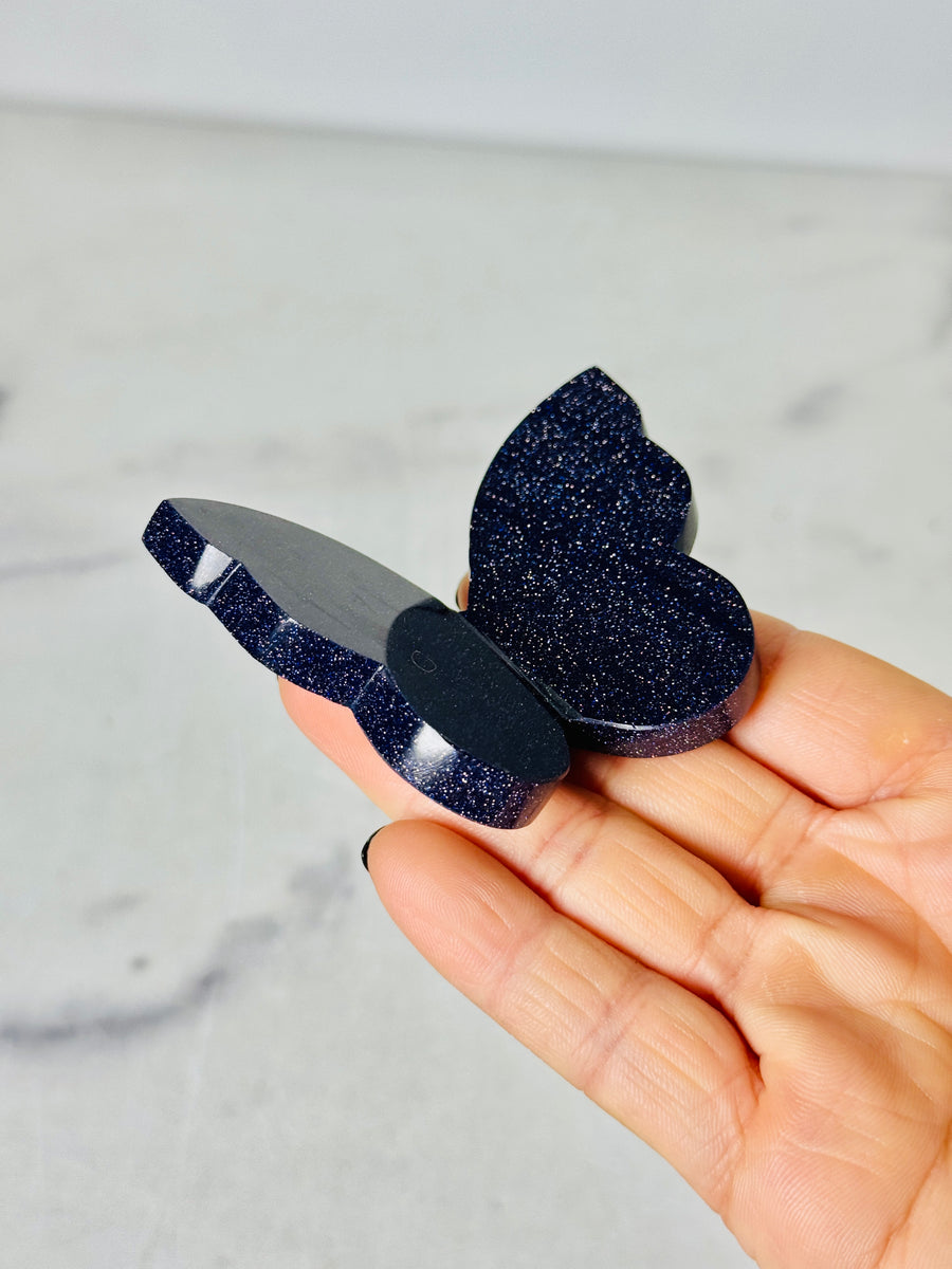 Blue Sandstone 3D Butterfly Carving
