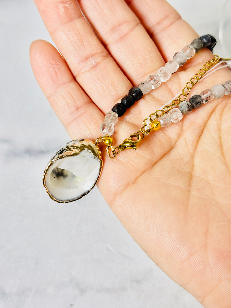 Tourmalinated Quartz “Sea Stone Guardian” Bracelet or Anklet for Protection & Balance