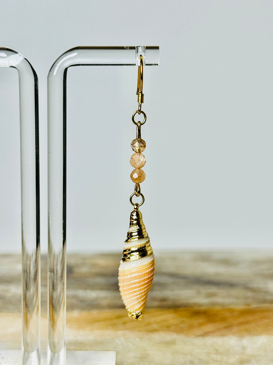 “Peach Sunset” Sunstone & Shell Earrings