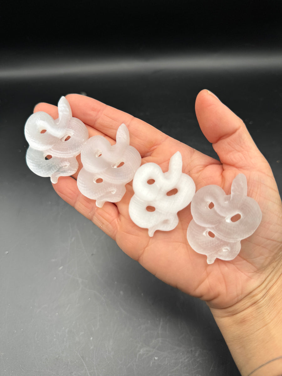 Satin Spar Mini Snake Carving