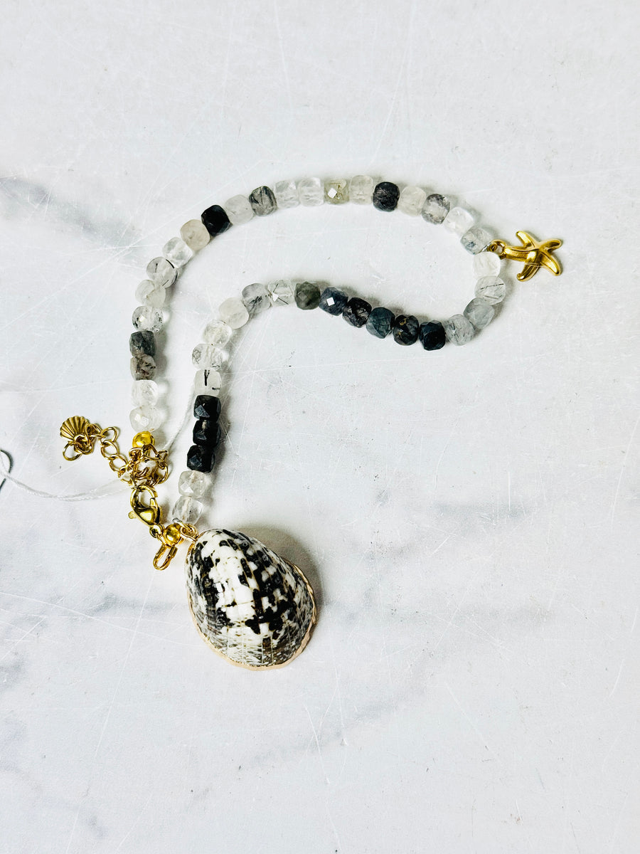 Tourmalinated Quartz “Sea Stone Guardian” Bracelet or Anklet for Protection & Balance