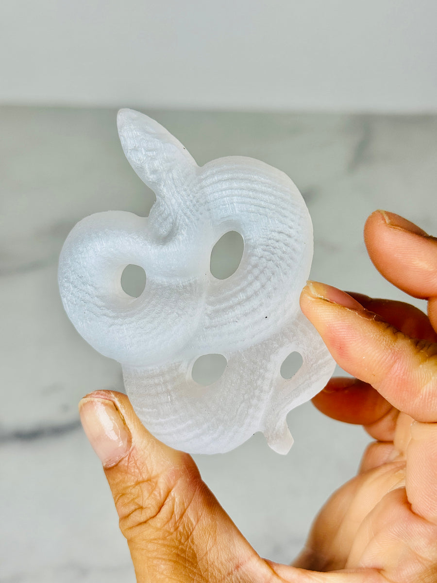 Satin Spar Snake Carving