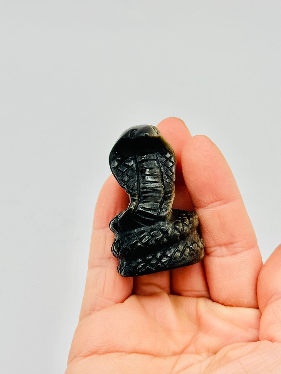 Gold Obsidian Snake Carving