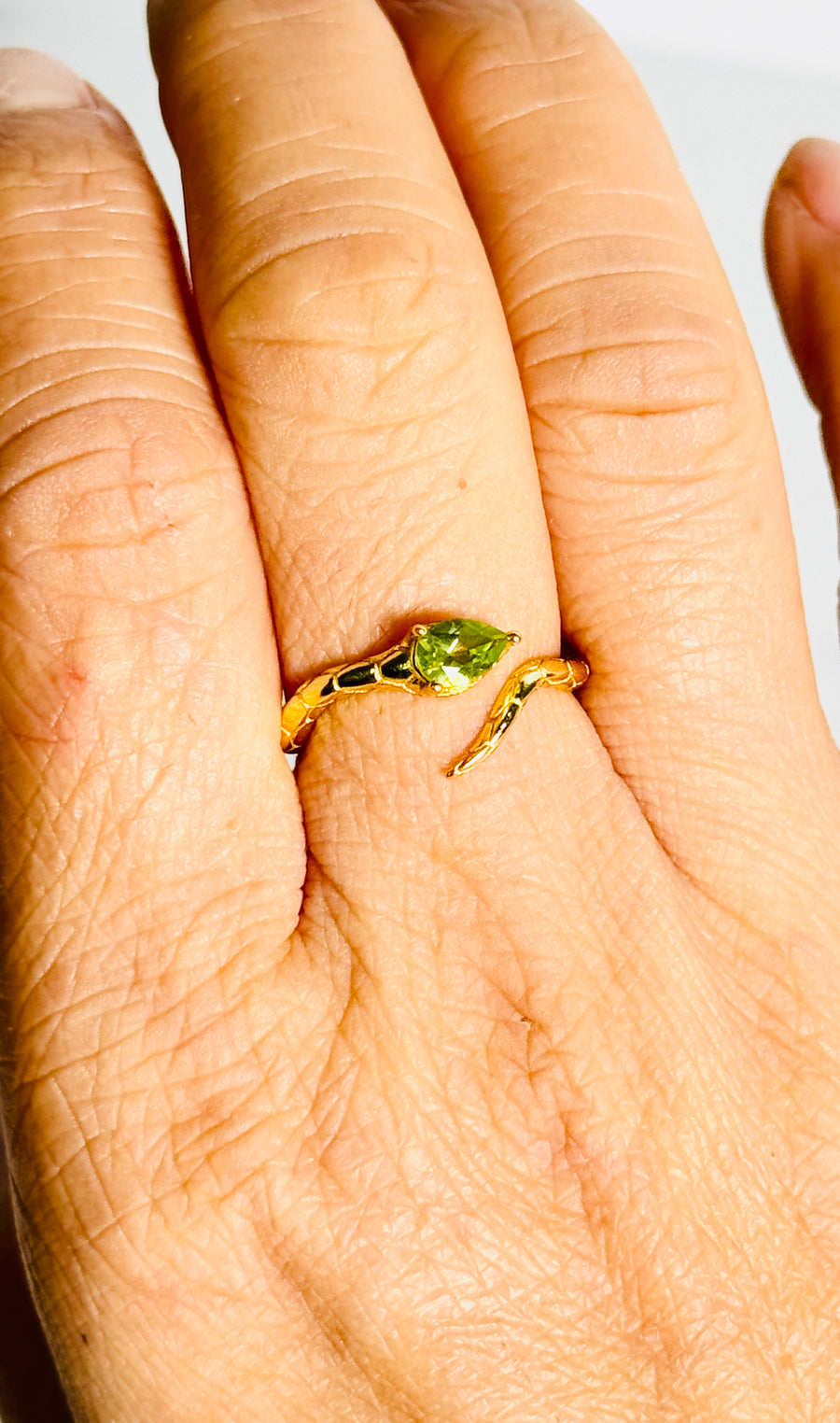 Peridot Gold Plated 925 Sterling Silver Snake Ring