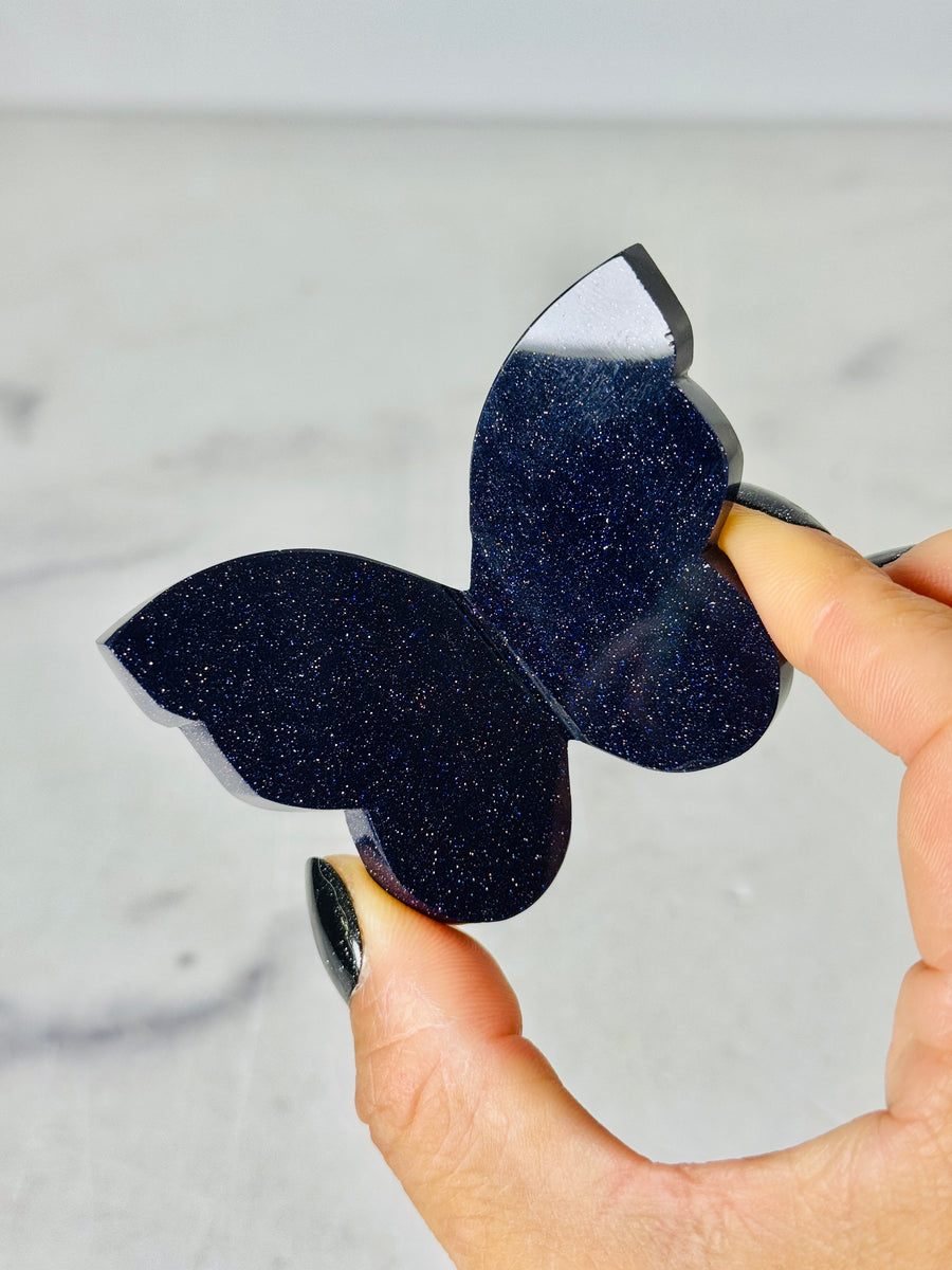 Blue Sandstone 3D Butterfly Carving