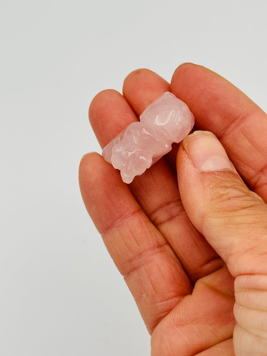 Rose Quartz Mini Bear Carving