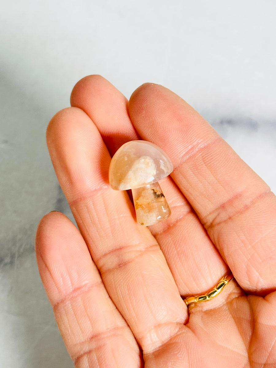 Flower Agate Mini Mushroom Carving