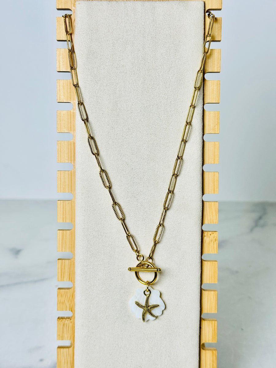 Gold Starfish Glow Toggle Necklace
