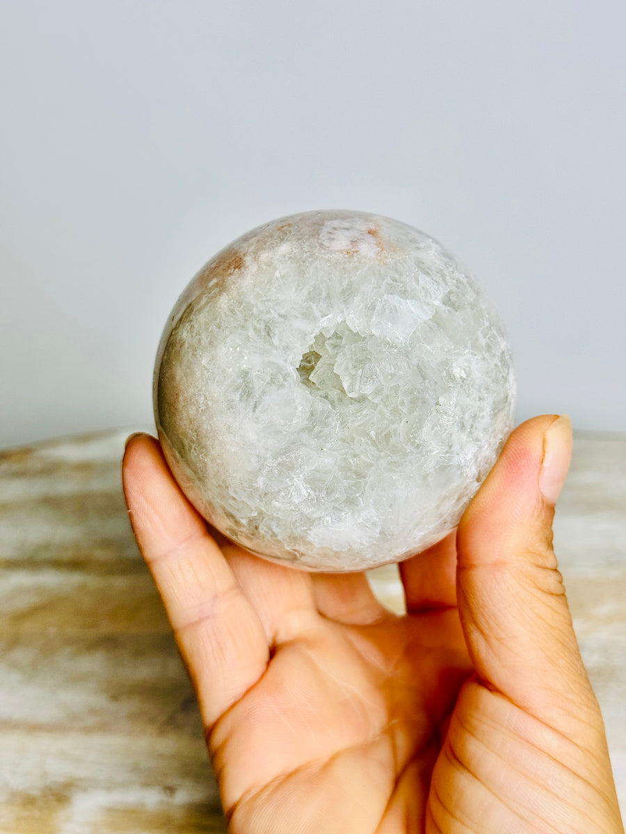 Prasiolite (Green Amethyst) with Pink Amethyst Sphere
