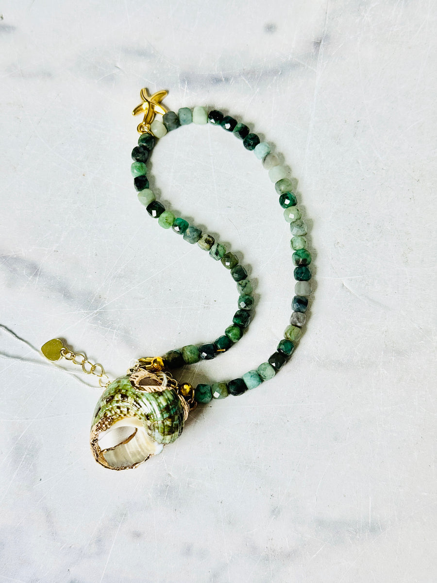 Emerald “Sea & Earth” Anklet for Abundance & Balance