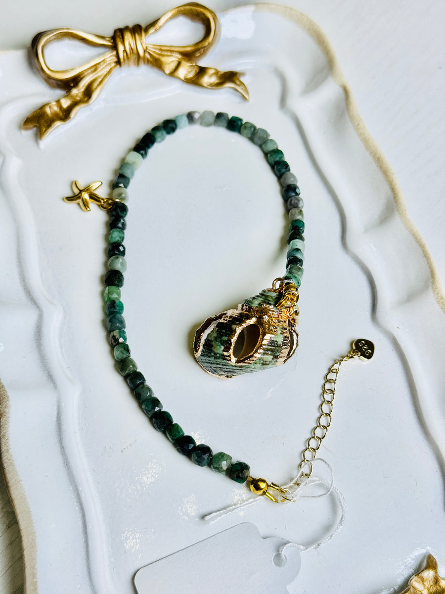 Emerald “Sea & Earth” Anklet for Abundance & Balance