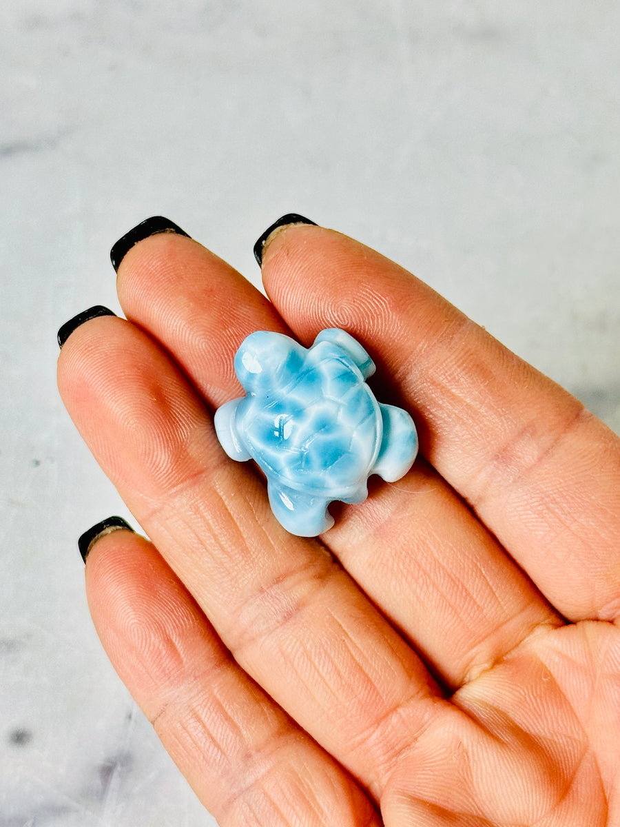 High Quality Larimar Turtle Carving