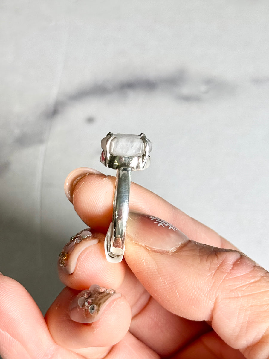 Moonstone Hexagon 925 Sterling Silver Ring