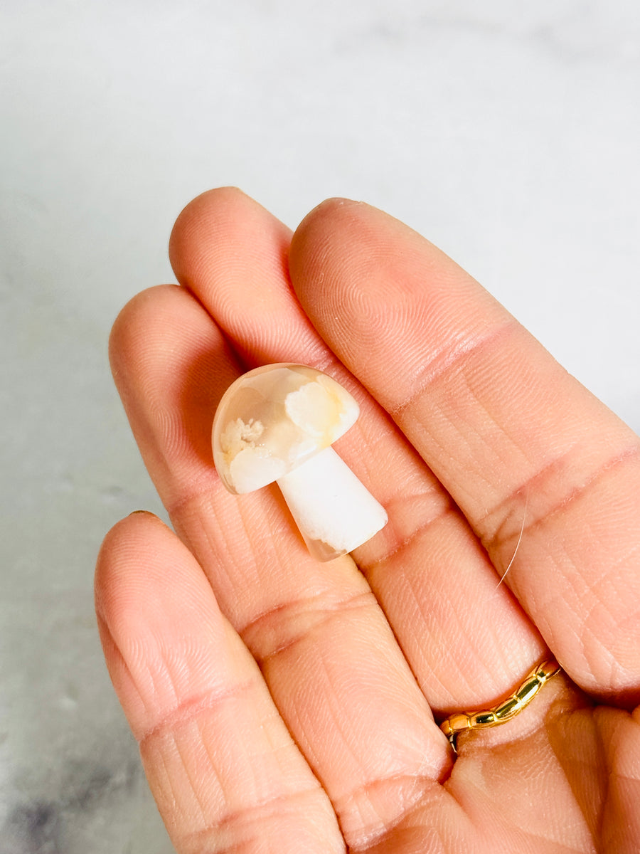 Flower Agate Mini Mushroom Carving