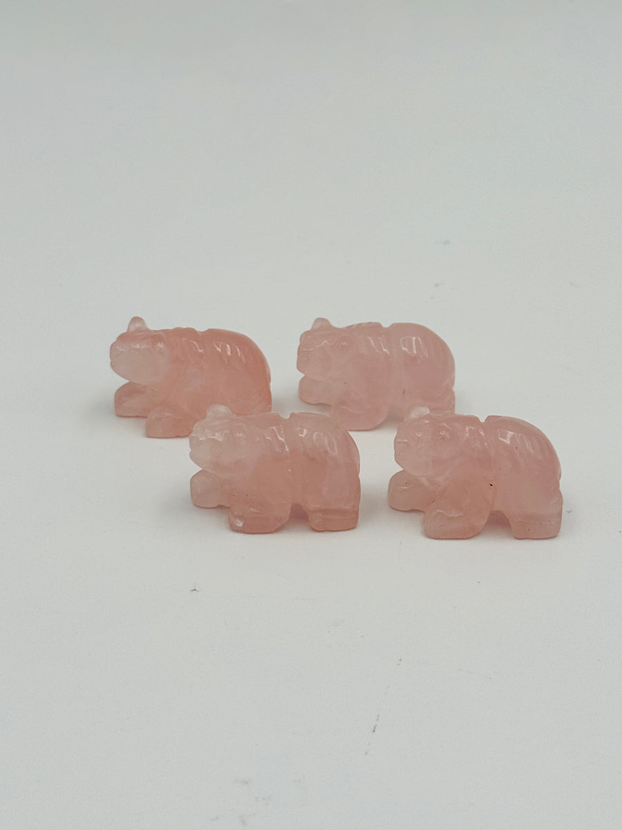 Rose Quartz Mini Bear Carving
