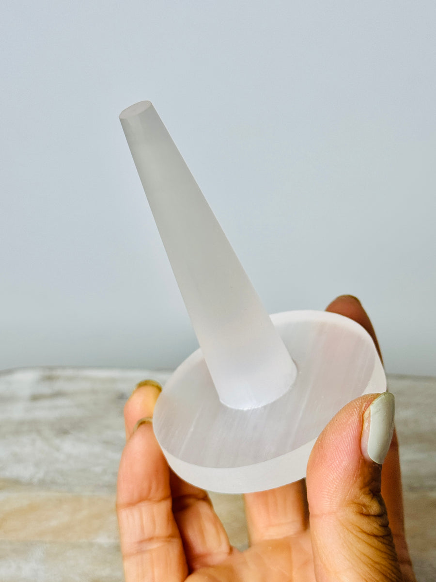 Satin Spar Ring Holder Carving