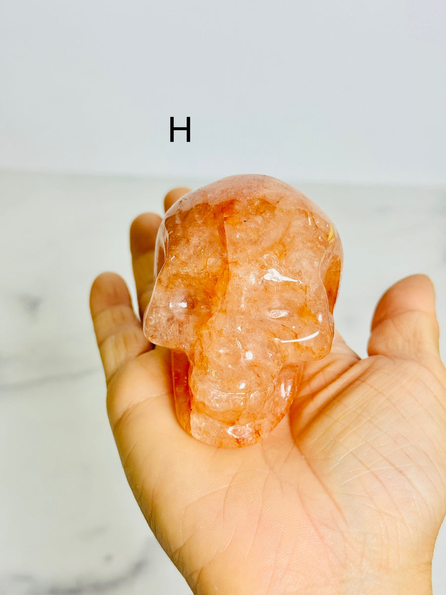 Fire Quartz Skull Carving