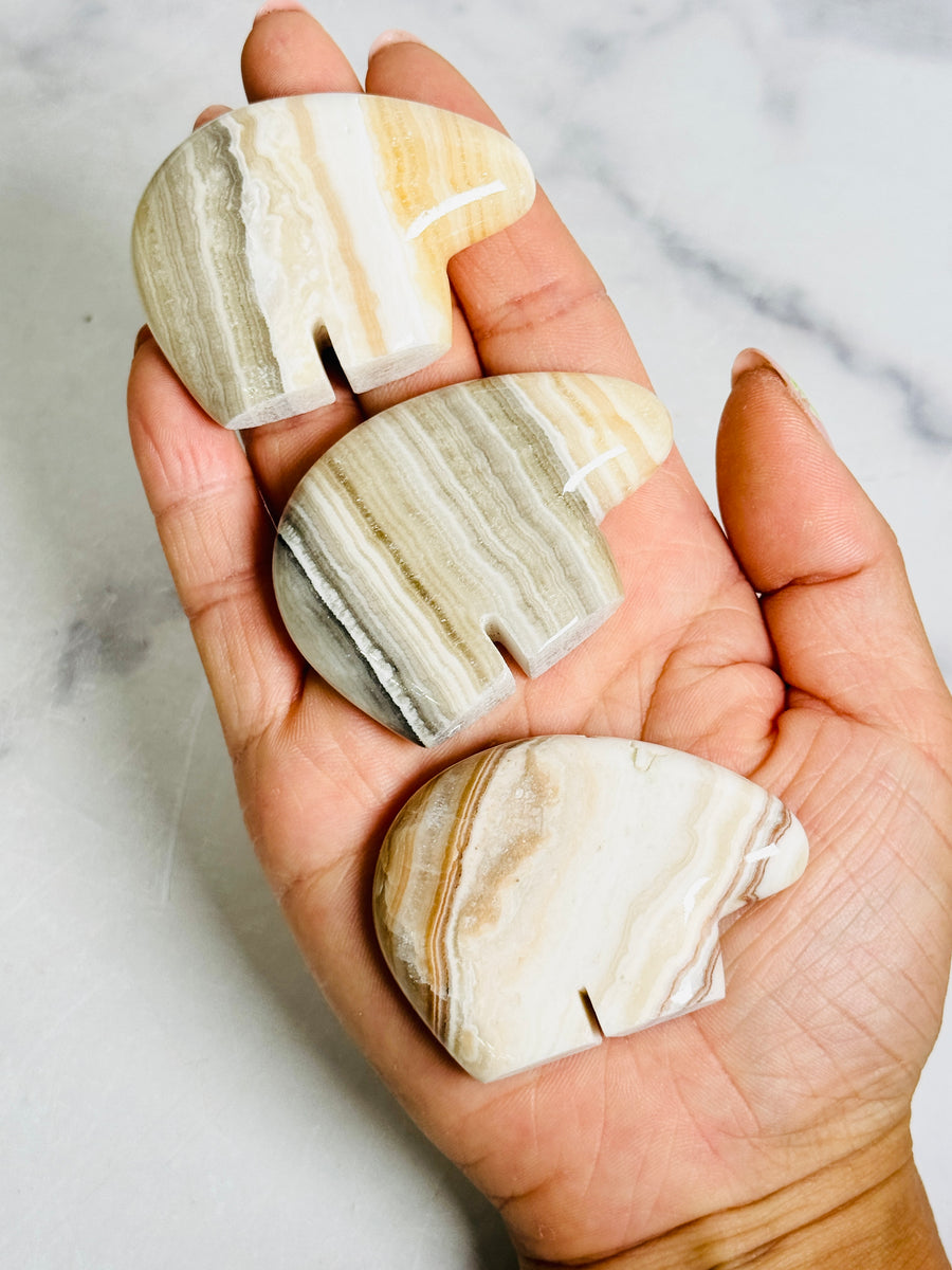 Banded Calcite Bear Carving