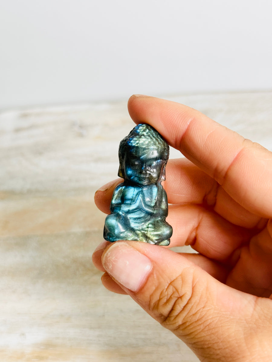 Labradorite Sitting Buddha Carving