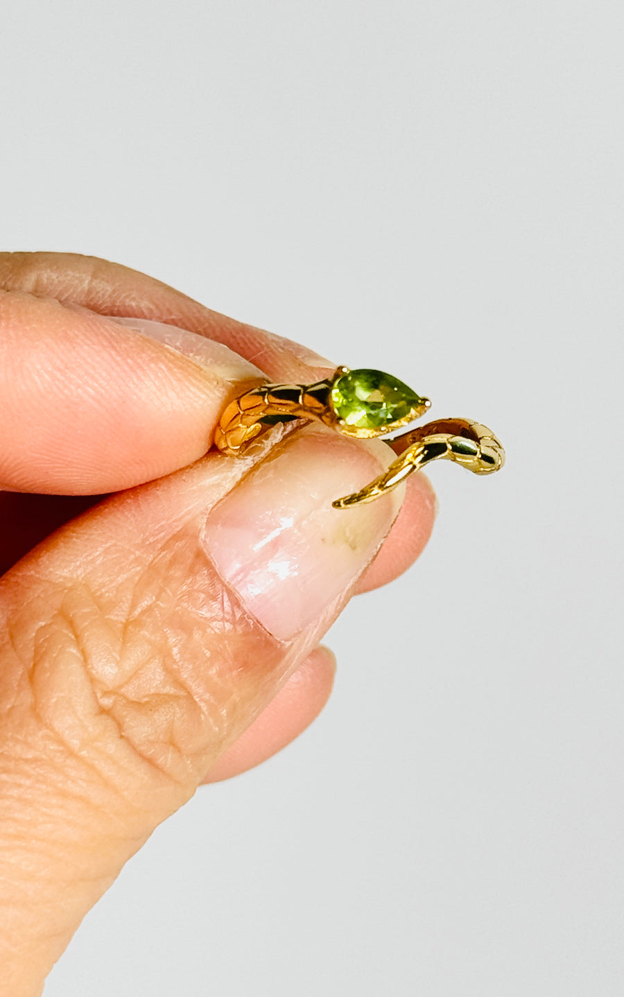 Peridot Gold Plated 925 Sterling Silver Snake Ring