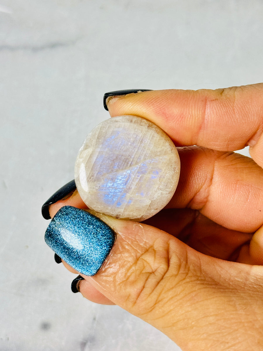 Blue Flash Moonstone Flat Stone