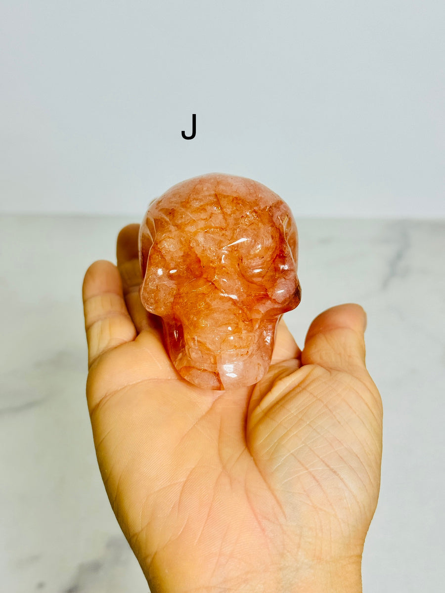 Fire Quartz Skull Carving