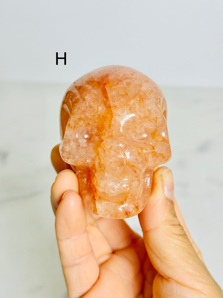 Fire Quartz Skull Carving