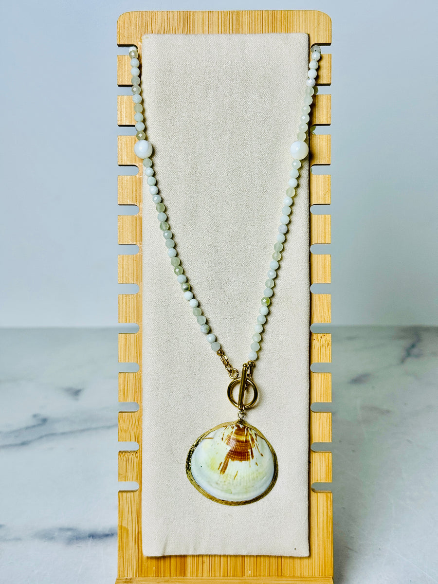 “Coastal Earth” Mountain Jade & Shell Layering Necklace