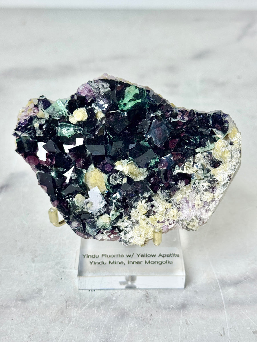 Yindu Fluorite with Yellow Apatite from Yindu Mine, Inner Mongolia