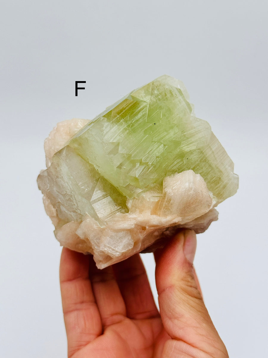 Green Apophyllite with Peach Stilbite