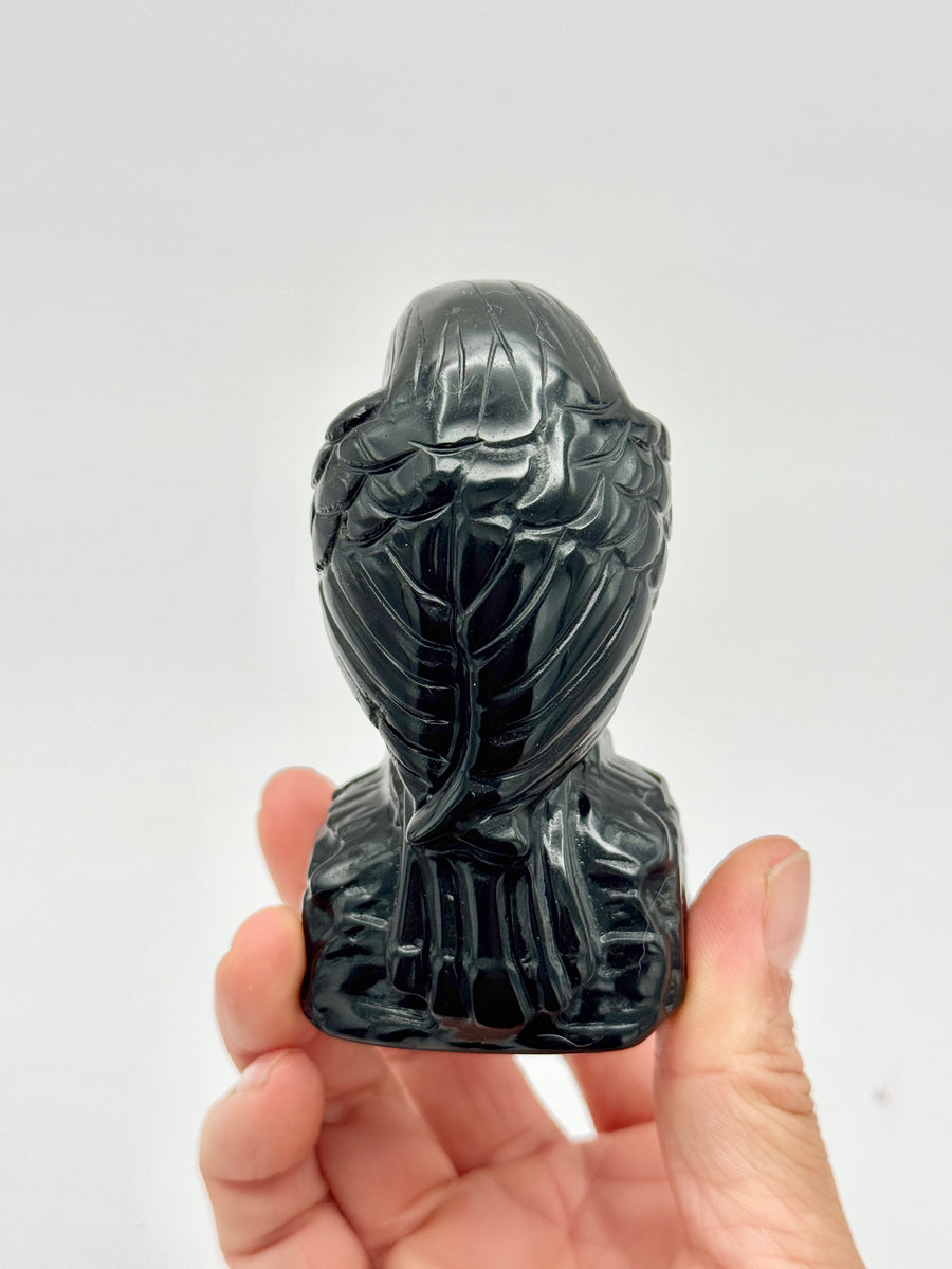 Black Obsidian Crow Carving