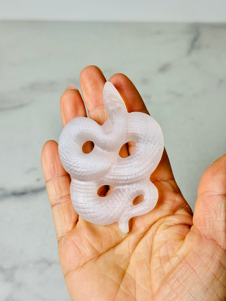 Satin Spar Snake Carving