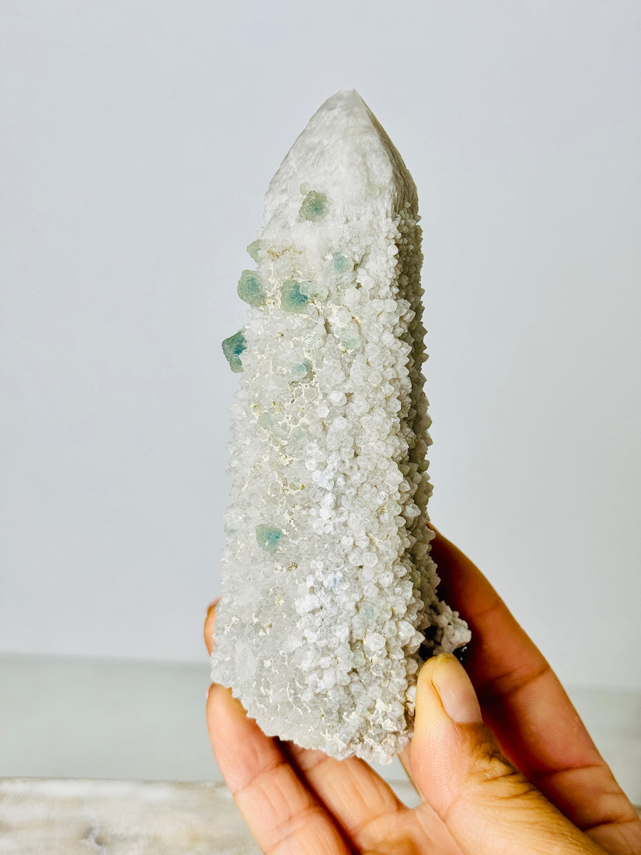 Candle Quartz with Green Fluorite from Inner Mongolia