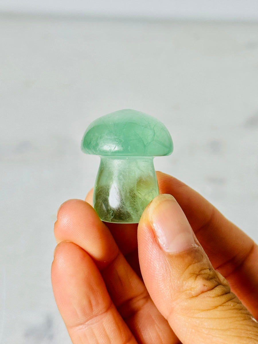 Green Fluorite Mushroom Carving