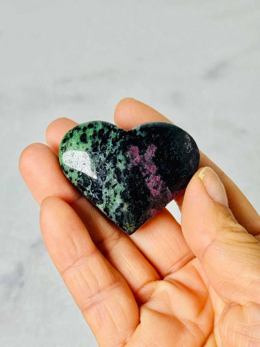 Ruby Zoisite Heart Carving