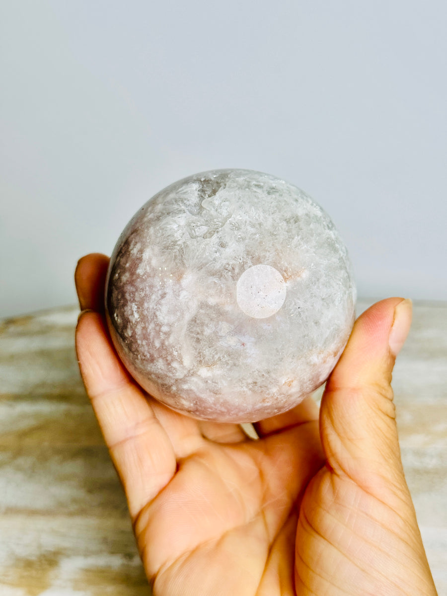 Prasiolite (Green Amethyst) with Pink Amethyst Sphere