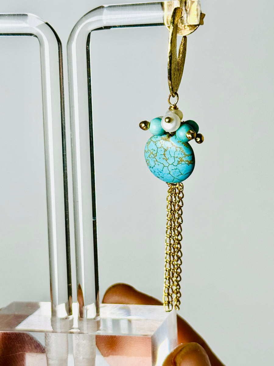 SaiBrazil 18k Gold Plated Turquoise Earrings