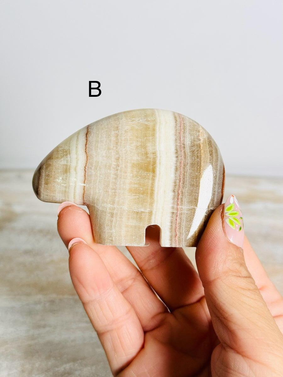 Banded Calcite Bear Carving