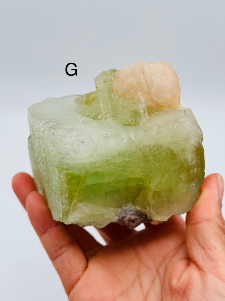 Green Apophyllite with Peach Stilbite