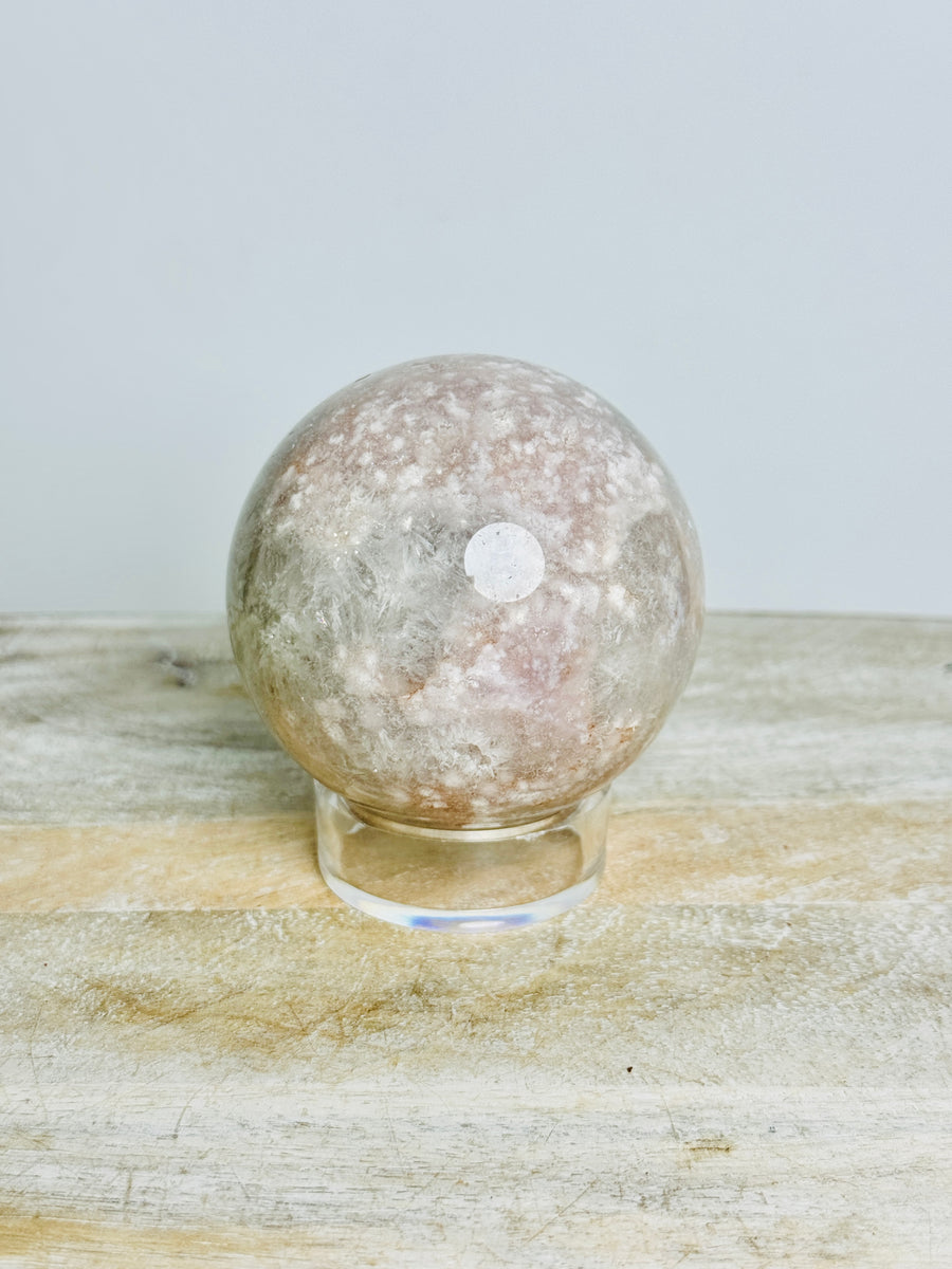 Prasiolite (Green Amethyst) with Pink Amethyst Sphere