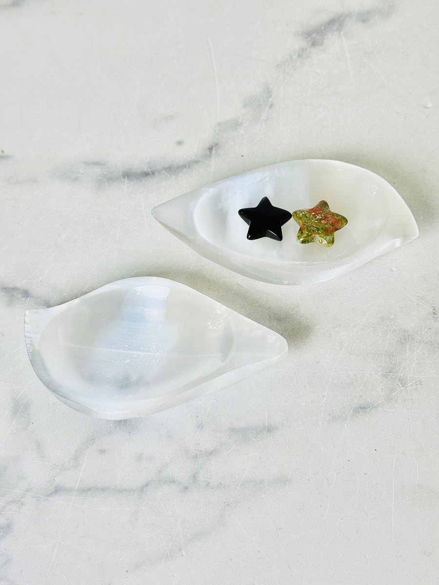 Satin Spar Leaf Bowl