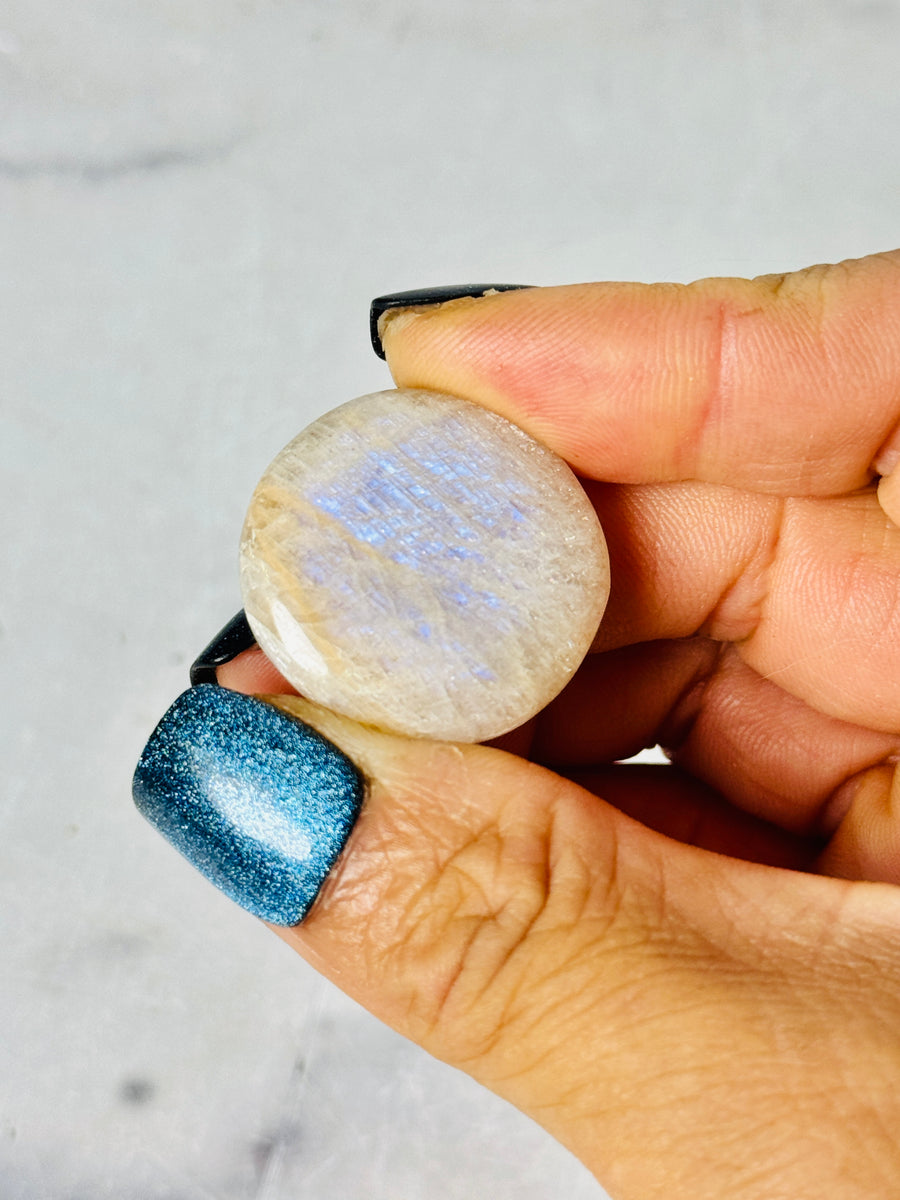 Blue Flash Moonstone Flat Stone