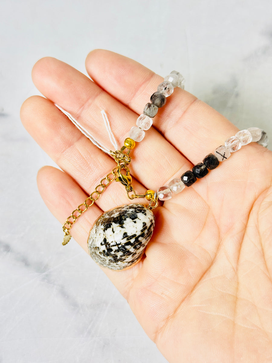 Tourmalinated Quartz “Sea Stone Guardian” Bracelet or Anklet for Protection & Balance