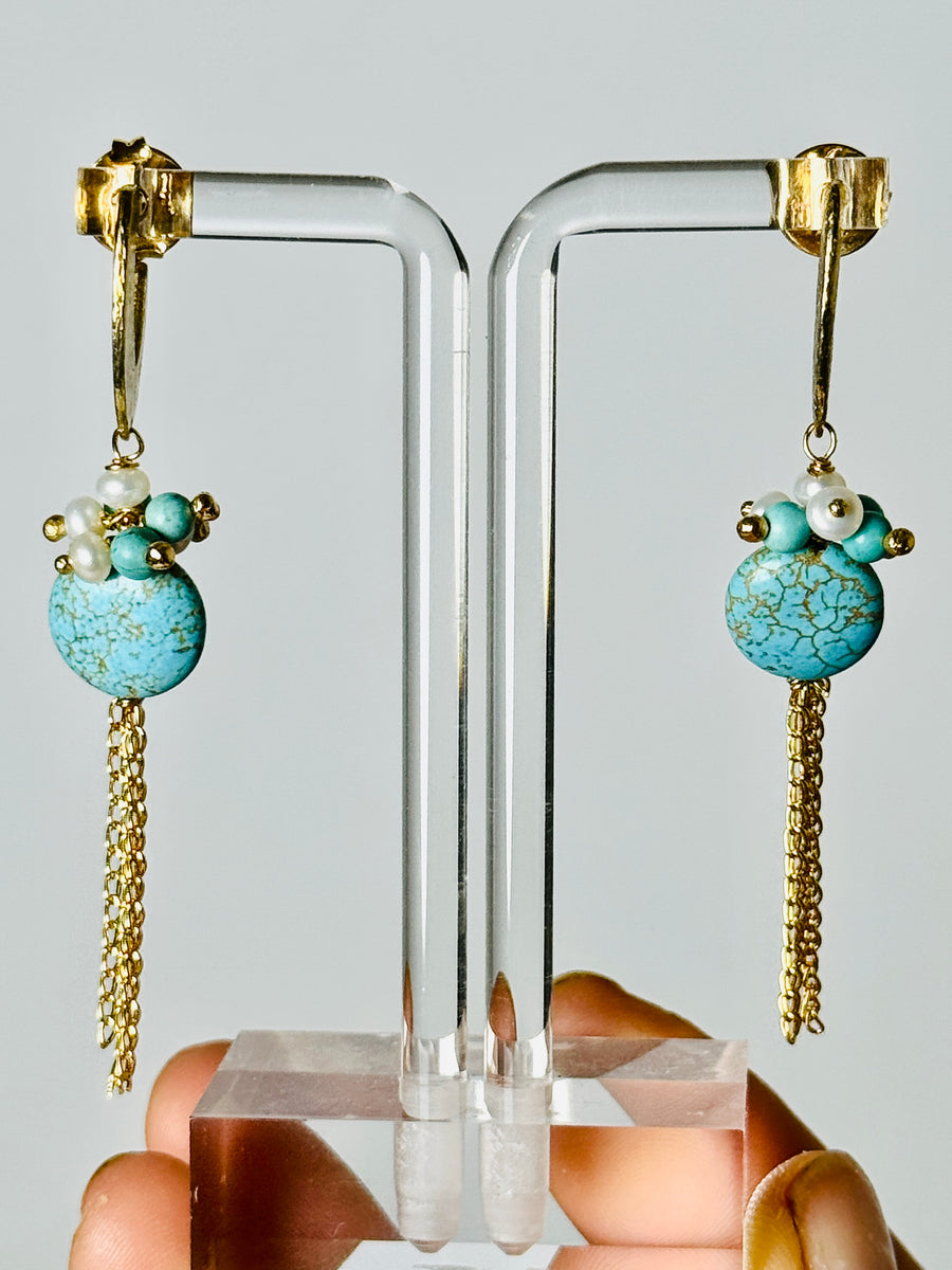 SaiBrazil 18k Gold Plated Turquoise Earrings