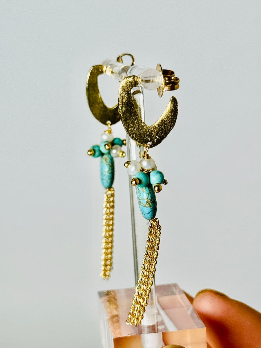 SaiBrazil 18k Gold Plated Turquoise Earrings
