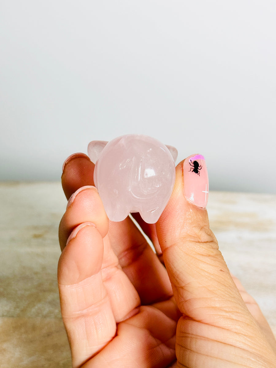 Rose Quartz Pig Carving