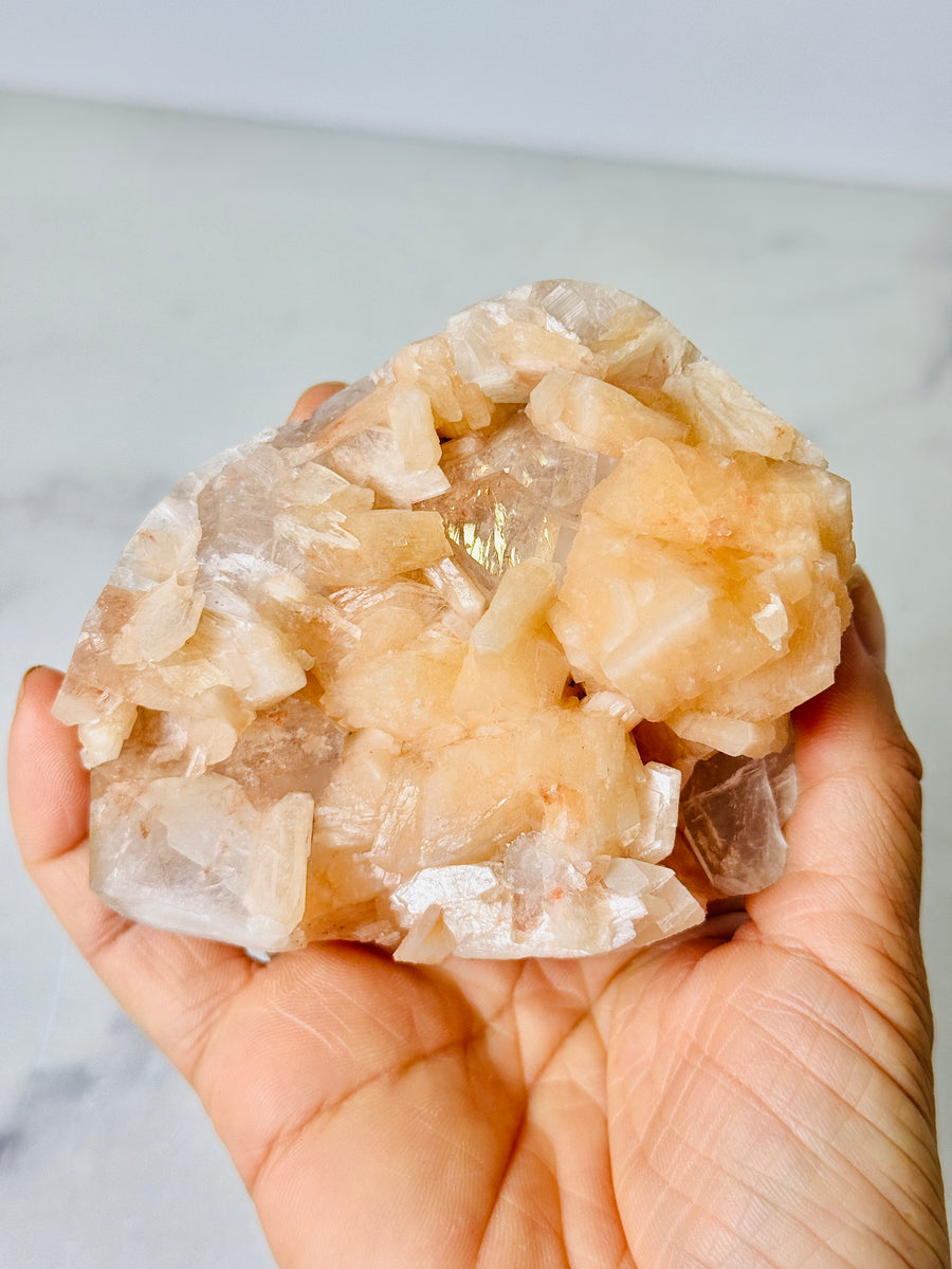 Red Apophyllite with Peach Stilbite