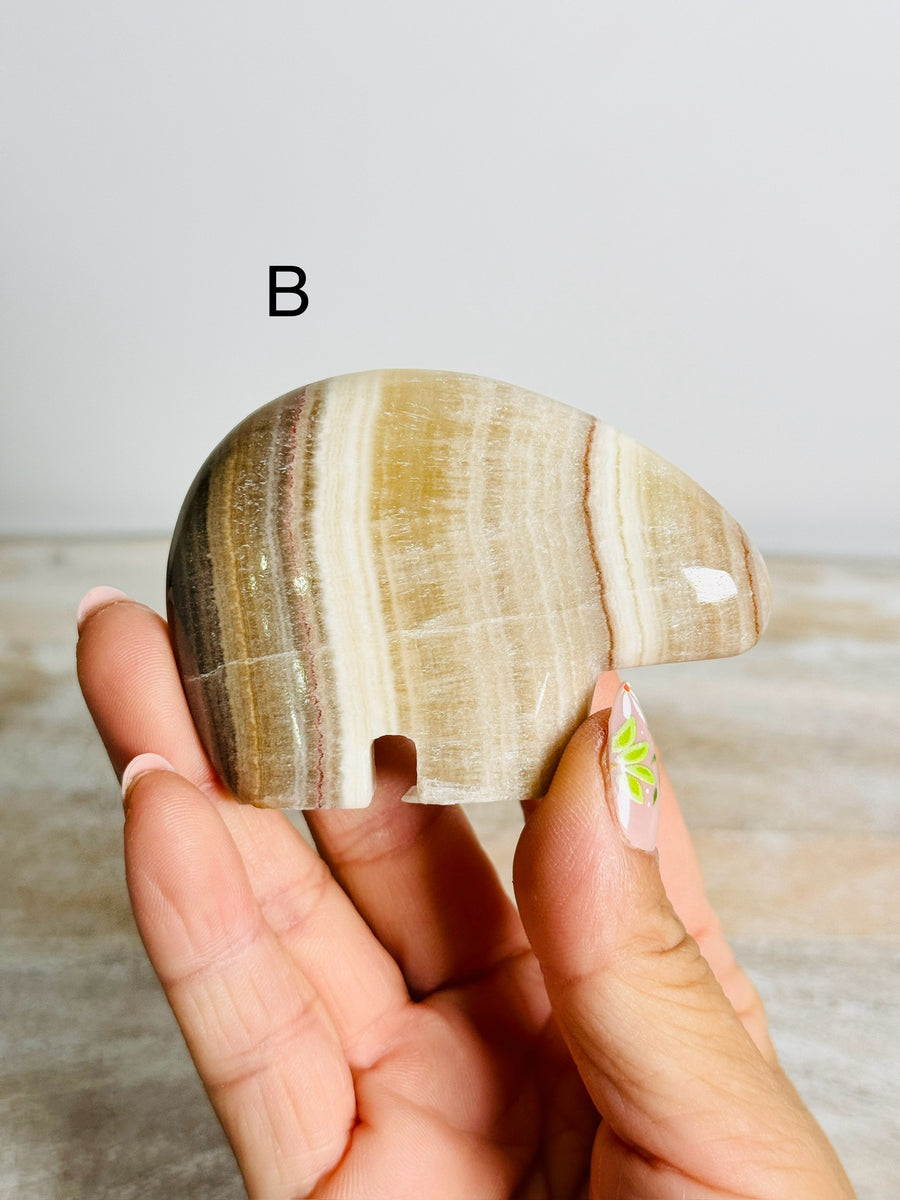 Banded Calcite Bear Carving