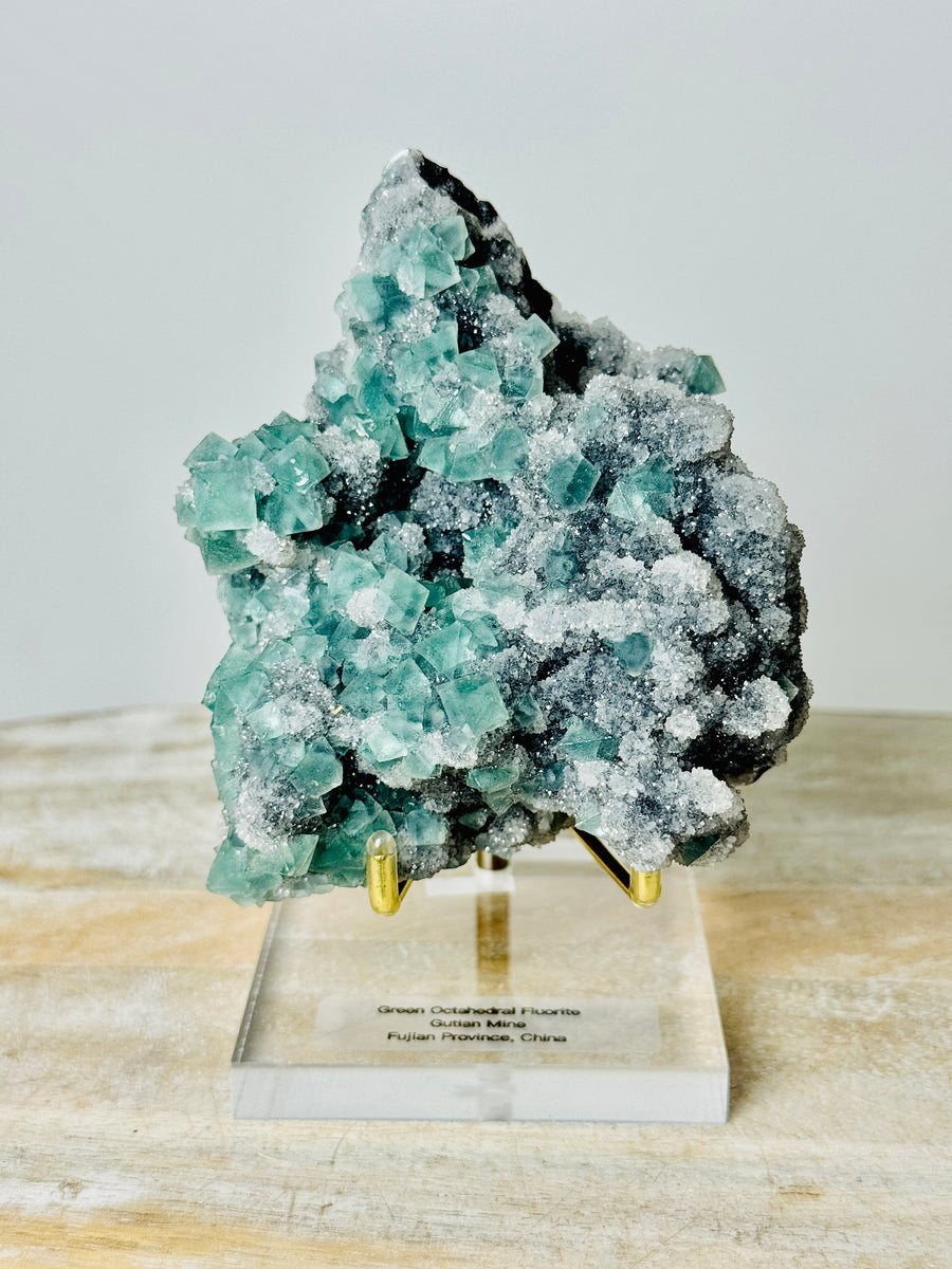 Green Octahedral Fluorite from Gutian Mine, Fujian, China